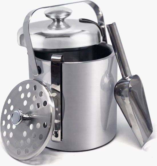 Keukenijsemmer Voor Koude Dranken Geïsoleerde Emmer Met Deksel Drankkoeler Zilveren Roestvrijstalen Metalen Emmer Luxe Wijnkoeler Geweldig Voor Feesten Ice Bucket Keukenijsemmer Voor Koude Dranken Geïsoleerde Emmer Met Deksel Drankkoeler Zilveren Roestvrijstalen Metalen Emmer Luxe Wijnkoeler Geweldig Voor Feesten Ice Bucket