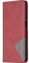 Realme 8 5G Hoesje - Mobigear - Rhombus Slim Serie - Kunstlederen Bookcase - Rood - Hoesje Geschikt Voor Realme 8 5G