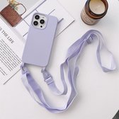 Apple iPhone 13 Pro Hoesje - Mobigear - Lanyard Serie - TPU Hoesje met koord - Paars - Hoesje Geschikt Voor Apple iPhone 13 Pro