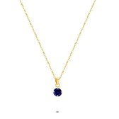 Twice As Nice Halsketting in 18kt verguld zilver, donkerblauw zirkonia, 5 mm  35 cm+5 cm