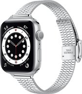 Geschikt voor Apple Watch bandje 38 / 40 / 41 mm - Series 1 2 3 4 5 6 7 8 SE - Smartwatch iWatch horloge band - 38mm 40mm 41mm - Fungus - RVS metaal - Zilver - Vrouw schakel