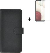 Hoesje Geschikt voor Samsung Galaxy A03s - Screenprotector A03s - Wallet Bookcase Zwart + Screenprotector