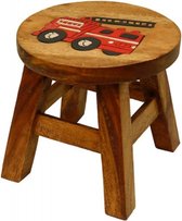 Kinderkrukje | Brandweerauto | Brandweerwagen | Rood | Hout | Handgemaakt | 25 cm hoog | Sinterklaas, kerst en kraamcadeau