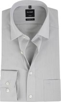 OLYMP Luxor modern fit overhemd - licht grijs - Strijkvrij - Boordmaat: 39