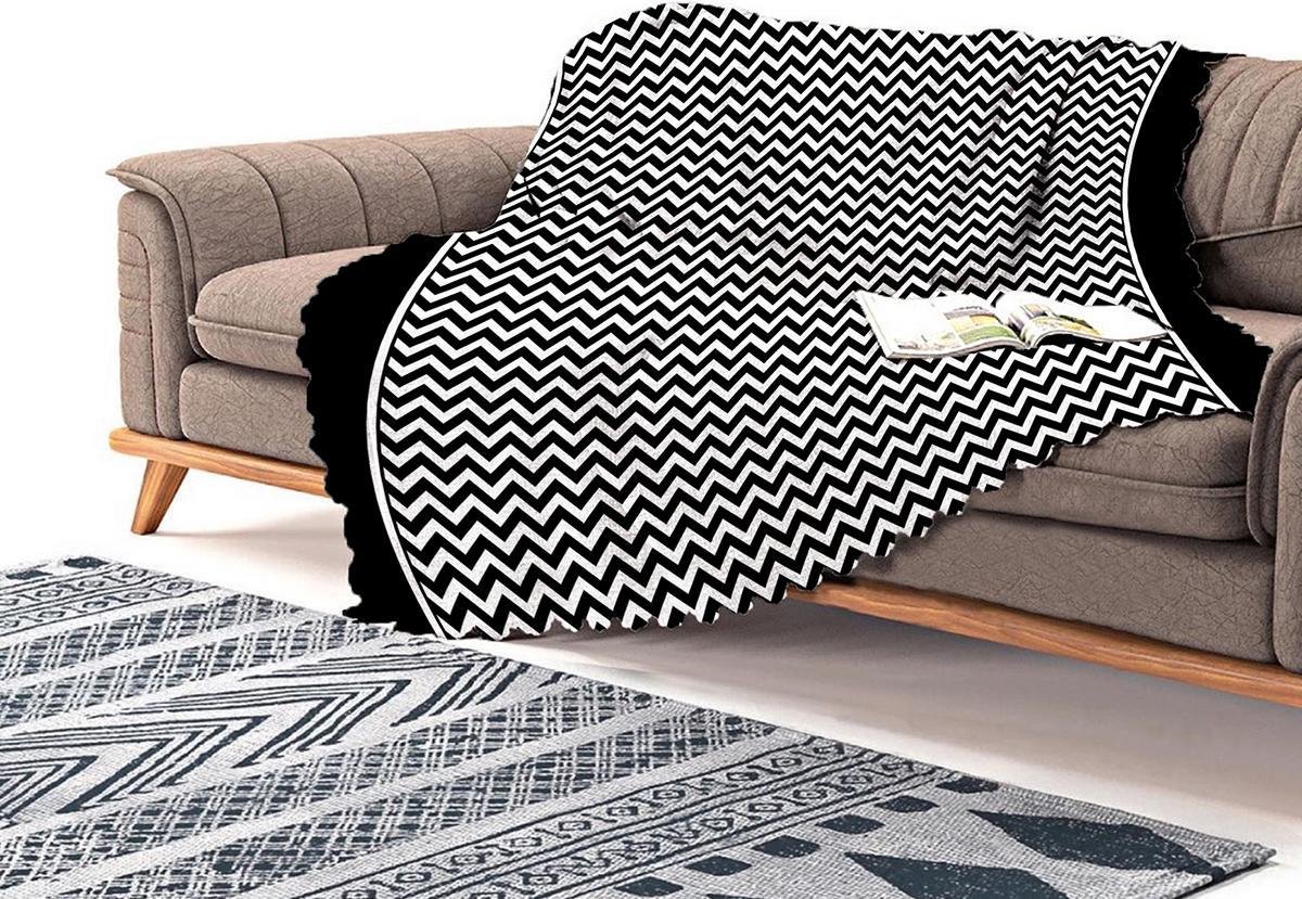 Zethome - Bankhoes Zwart - Sofa cover - 180x180 cm - Chenille Stof - Bank hoes - Bank beschermer - Digital Printed