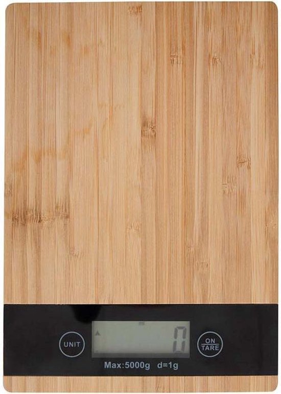 Digitale Precisie Keukenweegschaal - Tot 5 kg - Inclusief batterijen - Hout - Merkloos