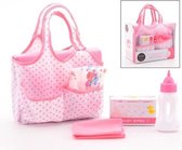 Baby Rose Pop 30 cm met roze pyama + luiertas met accessoires