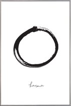 JUNIQE - Poster met kunststof lijst Karma cirkel -13x18 /Wit & Zwart