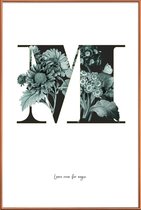 JUNIQE - Poster met kunststof lijst Flower Alphabet - M -30x45 /Groen