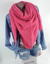 Zachte driehoek sjaal winter damessjaal kleur pink maat 200 x 90 cm