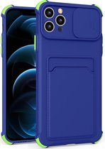 GSMNed – iPhone 12 Blauw – hoogwaardig PU Case – iPhone 12 Blauw – Card case – shockproof