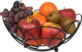QUVIO Fruitschaal met patroon - Fruitmand - Keuken organizer - Groenteschaal - Fruit organizer - Schaal - Decoratieve schaal - Metaal - 27 x 12 cm (dxh) - Zwart