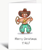 Christmas Cookie - Kerstkaart met envelop - Cowboy - Western - Engels - Grappig - Koekje - Gingerbread