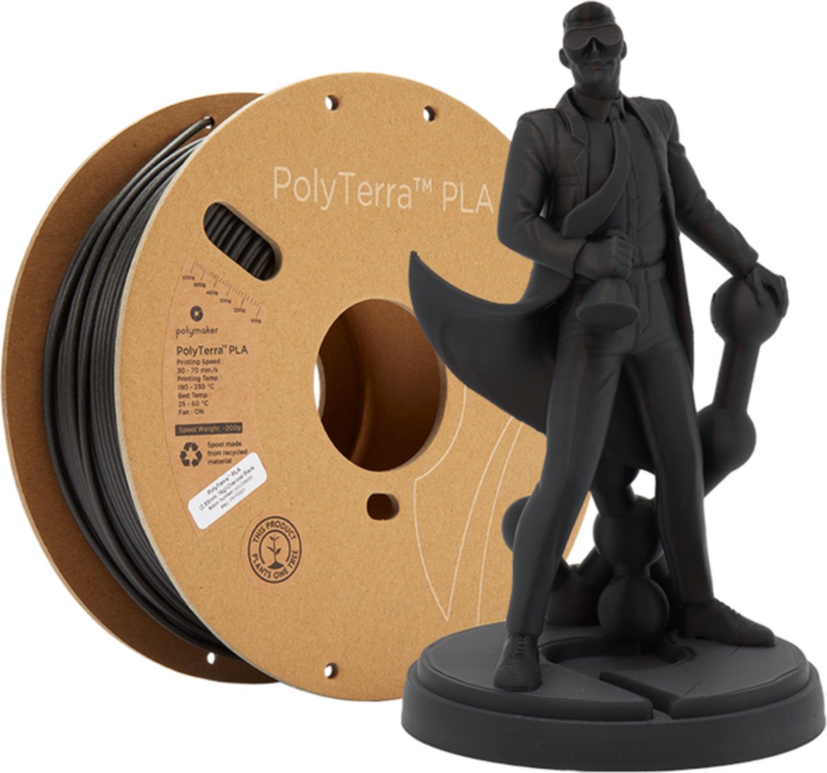 Polymaker PolyTerra PLA Zwart (Houtskool) — afbeelding 2