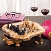 Afbeelding van het spelletje Feeling Good Wood  ~ Handgemaakte Olijfhouten Rustic Schaakspel ~ (43 cm) ~ Hoge kwaliteit houten schaakbord met lade ~ met Schaakstukken ~ Schaakset ~ Spelletjes voor volwassenen ~ Cadeau