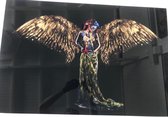 Blackarts - Schilderij - Lady With Wings Plexiglas Top Kwaliteit Plexiglas Met Luxe Ophangsysteem - Multicolor - 65 X 100 Cm