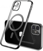 DrPhone YCA2 - Siliconen Hoesje – Magnetisch - Schokbestendig - Back Cover – 6,1 Inch - Geschikt voor iOS Smartphone 12 Pro - Transparant/Zwart
