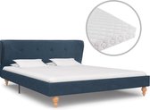 Bed Met Matras Stof Blauw 120X200 Cm