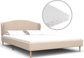 Bed Met Matras Stof Beige 90X200 Cm