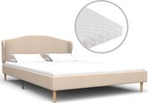 Bed Met Matras Stof Beige 120X200 Cm