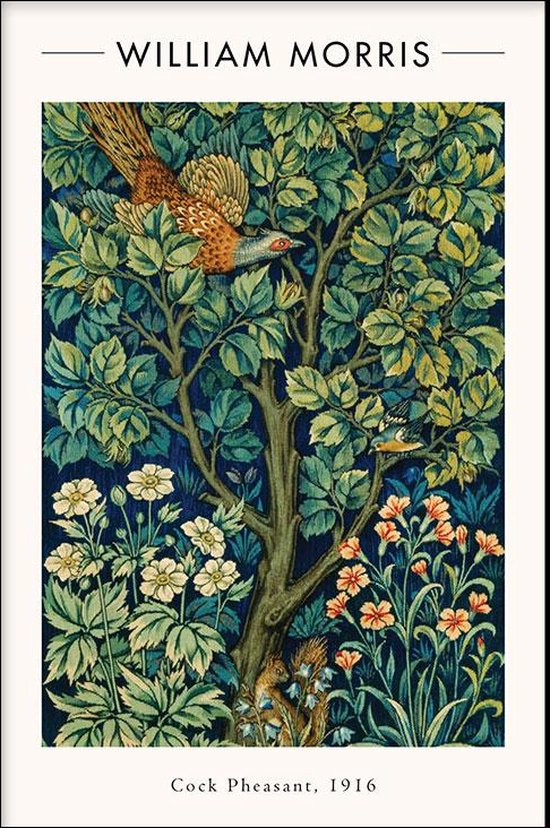 Walljar - William Morris - Cock Pheasant - Muurdecoratie - Acrylglas schilderij - 150 x 225 cm