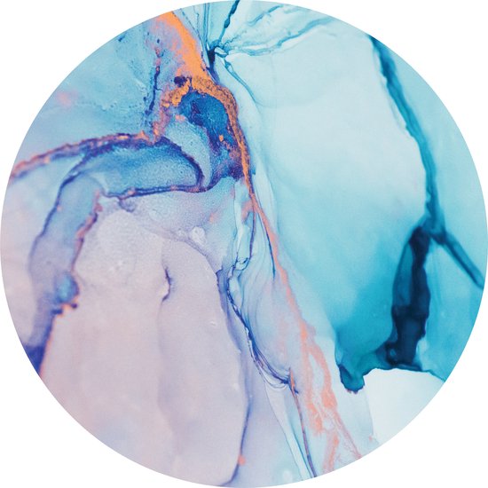 Tizato - Wall Circle Marble Blauw - Sticker Muursticker autocollant Wall Circle - Ø 146 cm