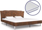 Bed Met Traagschuim Matras Stof Bruin 120X200 Cm