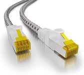 Cat 7 | F/ FTP | Câble réseau | Cordon de brassage | Blindé | Gaine tressée en nylon | 15 Gbit / s | 15 mètres | Blanc | Allteq