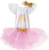 cakesmash setje Rainbow Love in de kleuren wit, goud en roze / first birthday outfit / eerste verjaardag set / een jaar / babykleding / kleding 1 jaar - regenboog