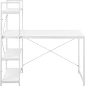 Bureau - Met 4 planken - Spaanplaat & metaal - Afmeting (BxDxH) 120 x 64 x 122 cm - Kleur wit