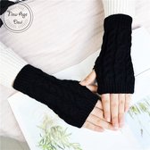 Vingerloze handschoen - Gebreide handschoen - Zwart - Polswarmer - Handschoenen - Winter