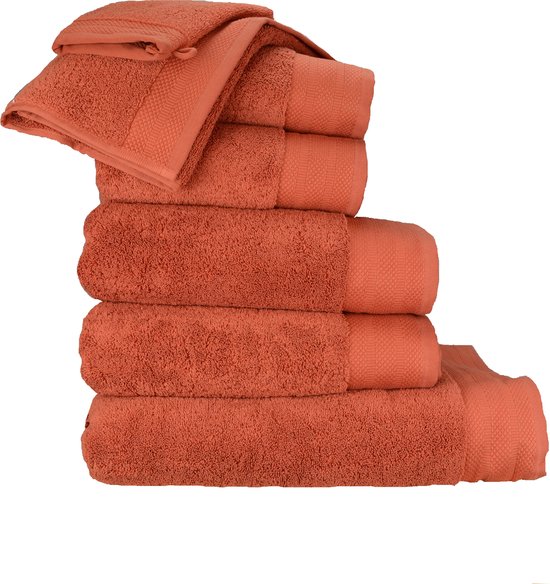 ARTG Towelzz - Complete Deluxe SET - 700 grams - Washandjes - Handdoeken - Gastendoekjes - Badhanddoeken - Strandlakens - Steenrood - Brick Red - 28 stuks verschillende maten