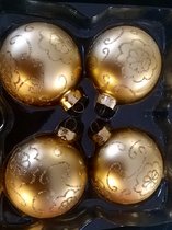 Kerstballen 4 stuks mat goud met glitters