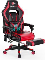 Southern Wolf Gamingstoel | Gaming Chair | Verstelbare Race Stoel | Bluetooth Speaker en Massagefunctie | Zwart-Rood