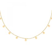 Ketting floating coins - goud - stainless steel - kadotip