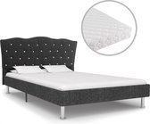 Bed Met Matras Stof Donkergrijs 90X200 Cm