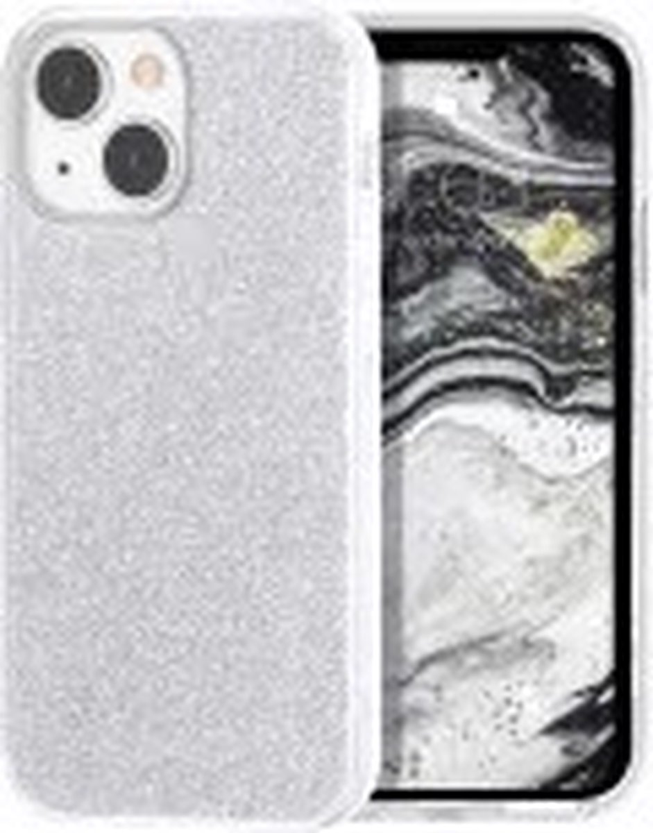 iPhone 13 Mini Back Case - Glitter Zilver