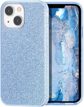 iPhone 13 Mini Back Case - Glitter Blauw