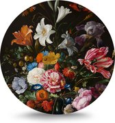 Maison de France - Dibond  Rond - bloemenschilderij - wit dibond / rond - 120 cm