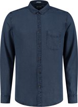 Dstrezzed - Overhemd Garment Dyed Tencel Donkerblauw - M - Heren - Regular-fit