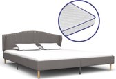 Bed Met Traagschuim Matras Stof Lichtgrijs 90X200 Cm