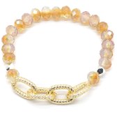 Armband Dames - Elastisch - Glaskralen Bruin