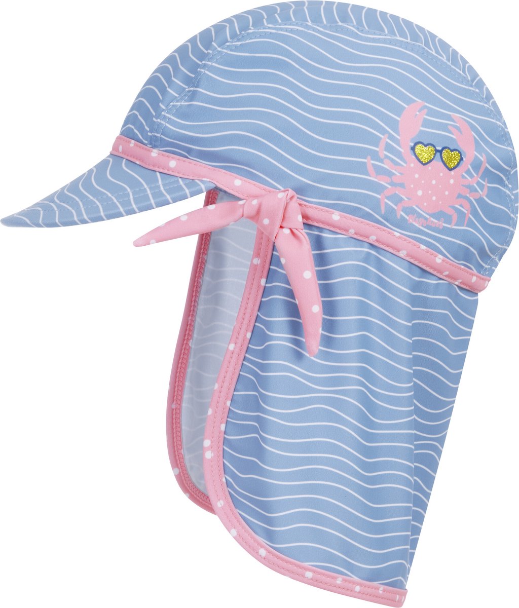 Playshoes - UV-zonnepet voor meisjes - Krab - Lichtblauw/roze - maat M (51CM)