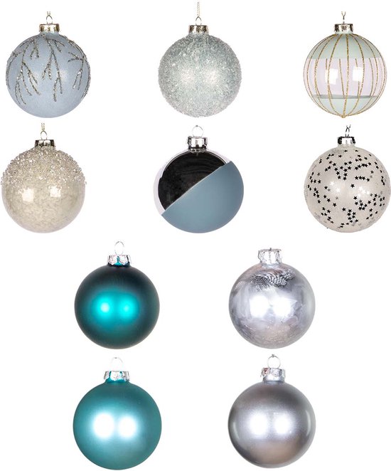 Kerstballen set - 6x stuks - blauw - glas - 6 cm - glans