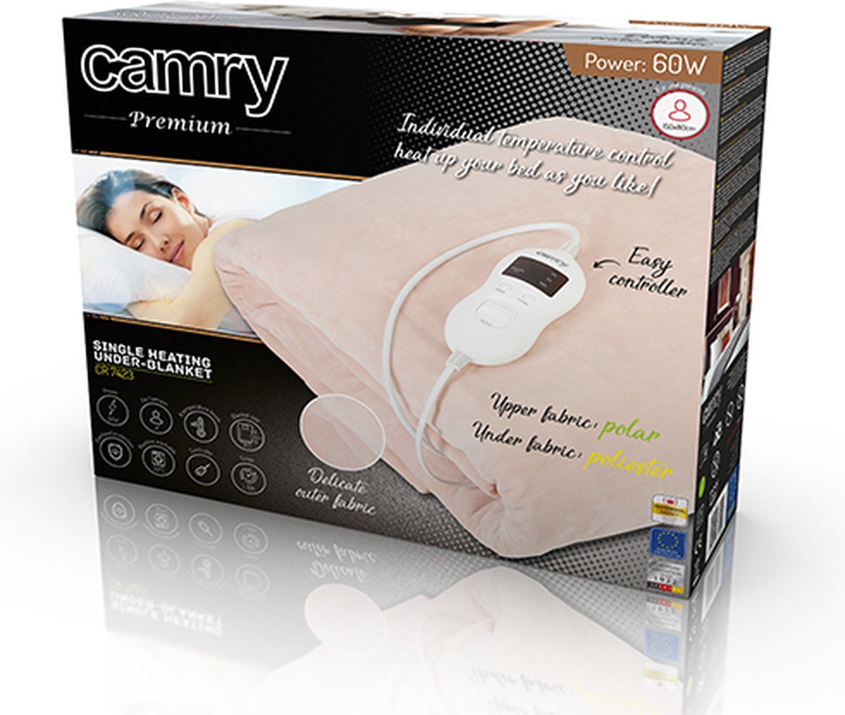 CAMRY CR-7416 Elektrische bedverwarmer, 60 W, 8