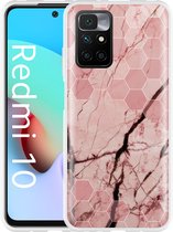 Xiaomi Redmi 10 Hoesje Pink Marble - Designed by Cazy