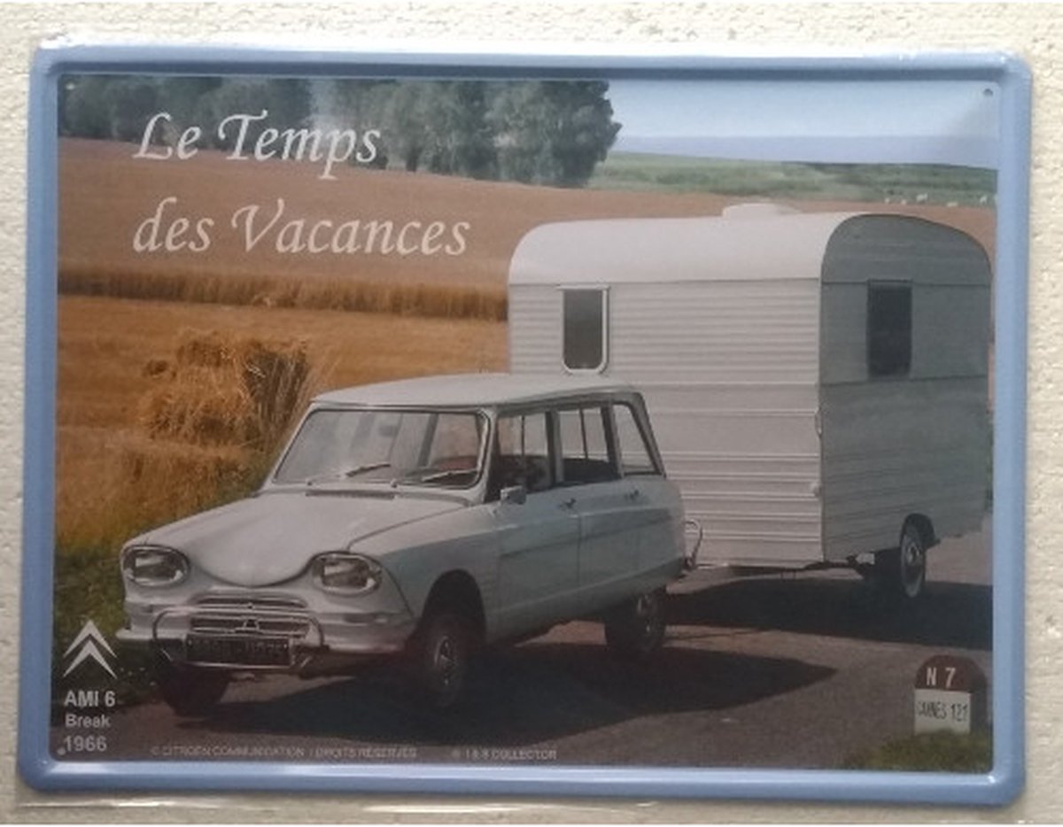 metalen wandplaat Citroën Ami caravan 30x40 cm