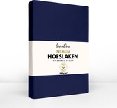 Loom One Premium Hoeslaken – 97% Jersey Katoen / 3% Lycra – 180x220 cm – tot 40cm matrasdikte– 200 g/m² – voor Boxspring-Waterbed - Donkerblauw