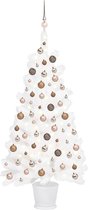 Huis en Tuin Depot Kunstkerstboom Met Led'S En Kerstballen 65 Cm Wit