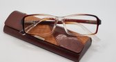 Aland optiek Bril op sterkte +2,0 - unisex leesbril - universele bril met brilkoker en microvezeldoekje - leesbrillen heren - Vostok 107 bruin - lunettes
